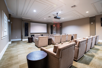 Media room with theater seating